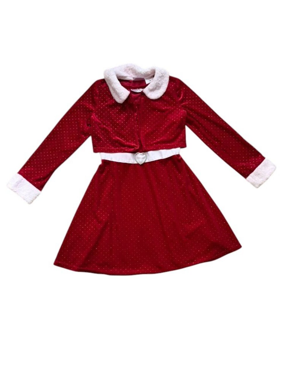 Blueberi Boulevard Girls 7 Red Christmas Holiday Faux Fur Dress